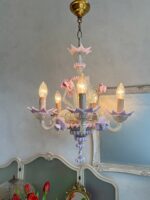 Pink Murano Glass Chandelier – Italian Art Glass Pendant Light, Handcrafted