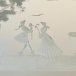 Murano Glass Mirror Tray – Oval Vanity Display, Gilded Filigree Handles, Mid Century Italian Décor - Image 2