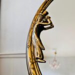 French Tabletop Vanity Mirror – Oval Brass Frame, Free-Standing Rococo Style - Image 6