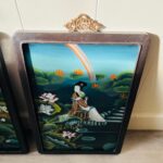 Pair of Lacquered Wood Panels – Geishas and Mountain Landscapes, Midcentury Asian Wall Decor - Image 7