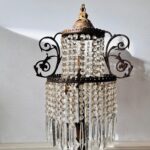 Antique Brass Floor Lamp with Crystal Prisms – Empire Style Accent Lighting - Image 3