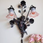 Cherub Wall Sconces with Pink Shades – Baroque Angel Lamps, Set of 2 - Image 8