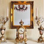 Baroque Style Beveled Wall Mirror – Ornate Wood Frame, Vintage French Accent