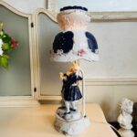 Vintage Cobalt Blue Porcelain Table Lamp: 80s Gold Trim Accent Light - Image 3