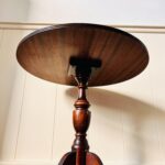 Round Wood Side Table – Mid Century Accent Table with Curved Legs, Warm Walnut Finish - Image 6