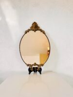 Italian Brass Wall Mirror with Cherub Motif – Ornate Vintage Accent Piece