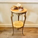 Hollywood Regency Marble Pedestal Table – Onyx Stone Side Table, Tall Accent for Glam Decor