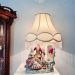 Vintage Dresden Porcelain Table Lamp: Victorian Couple, Made in Germany