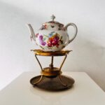 Art Deco Ceramic Teapot Warmer with Brass Stand – 1930s Tabletop Charm