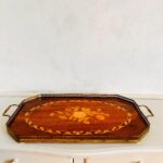 Italian Inlaid Wood Tray with Brass Handles – 60s Decorative Serving Piece - Image 2