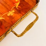 Italian Inlaid Wood Tray with Brass Handles – 60s Decorative Serving Piece - Image 8