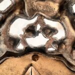 Vintage Beveled Mirror Freestanding Silver Plated Frame Mod Depose Signed Pavot - Image 9