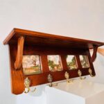 Old Dutch wall hanger, coat rack with ceramic tiles