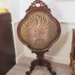 Antique French Tapestry Fire Screen, Victorian Period