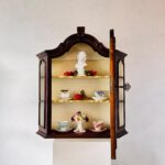 Dutch Wooden Wall Cabinet – Vintage Glass Display Case with Key, Hanging Curio Cupboard - Image 2