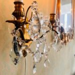 Pair of French Crystal Wall Sconces –Art Nouveau Style Lighting with Brass Arms - Image 6