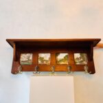 Old Dutch wall hanger, coat rack with ceramic tiles - Image 9