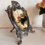 Vintage Beveled Mirror Freestanding Silver Plated Frame Mod Depose Signed Pavot - Image 3