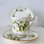 Vintage Royal Albert January Snowdrops Trio: 1970s Bone China Cup, Saucer, Plate
