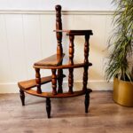 Carved Wood Library Step Ladder – Three-Tier Spiral Design, Antique Style Stair Display - Image 3