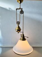 Brass Pull Down Pendant Light – Mid Century Adjustable Ceiling Lamp - Image 9