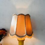 Genuine Alabaster Table Lamp with Fringe Shade – Cream Stone Base, Mid Century Accent Lighting - Image 3