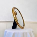 French Tabletop Vanity Mirror – Oval Brass Frame, Free-Standing Rococo Style - Image 4