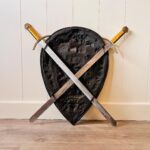 Copper and Brass Wall Plaque – Heraldic Shield with Crossed Swords, Medieval Style Accent - Image 9