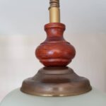 Mid Century Pendant Light – Opaline Glass Globe with Wood Handle, Pull Down Ceiling Lamp - Image 8