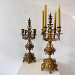 Pair of Antique Bronze Candleholders – French Baroque Style Table Decor - Image 9