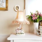 Italian Capodimonte Porcelain Table Lamp – Floral Detail, Romantic Bedside Lighting