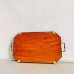 Italian Inlaid Wood Tray with Brass Handles – 60s Decorative Serving Piece - Image 9
