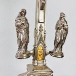 Glass Dome Crucifix – Vintage Standing Cross Display with Ornate Brass Base - Image 6