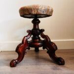 Victorian Wood Piano Stool – Adjustable Round Seat with Turned Legs - Image 3