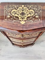 Italian Inlaid Wood Cabinet – 3 Drawers, Brass Pulls, Marquetry Detail - Image 4