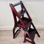 Vintage Library Step Stool, Library Wood Folding Stool, Ladder Collapsible Chair, Interior Design, Home Furniture