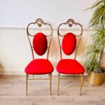 Pair of Brass Accent Chairs – Mid-Century Glam Hollywood Regency Seating - Image 3