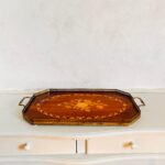 Italian Inlaid Wood Tray with Brass Handles – 60s Decorative Serving Piece - Image 5