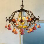 Vintage Porcelain Floral Chandelier – Small Pink Rose Light, Romantic Cottage Lighting - Image 4
