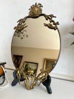 Rococo Brass Wall Mirror – Ornate Oval Frame, Gilded French Style Vanity Decor - Image 3