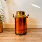 Copper Farmhouse Milk Can – Antique Country Jar with Handles, Late 1800s Decor