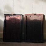 Pair of Lacquered Wood Panels – Geishas and Mountain Landscapes, Midcentury Asian Wall Decor - Image 9