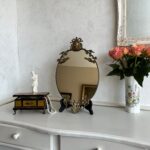 Rococo Brass Wall Mirror – Ornate Oval Frame, Gilded French Style Vanity Decor