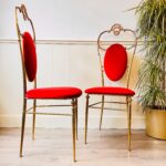 Pair of Brass Accent Chairs – Mid-Century Glam Hollywood Regency Seating - Image 5
