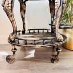 Mid Century Bar Cart – Wooden Serving Trolley on Wheels, Side Table Storage - Image 7