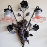 Cherub Wall Sconces with Pink Shades – Baroque Angel Lamps, Set of 2 - Image 6