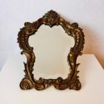 French Crystal Easel Mirror – Beveled Glass, Bronze Frame, Tabletop Vanity Style