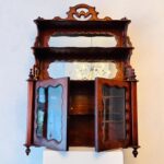 Antique Dutch Wall Cabinet with Mirror | Vintage Hanging Display Case | Rococo