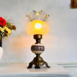Porcelain Table Lamp with Ruffled Shade – Fenton Style Bedroom or Boudoir Light - Image 3