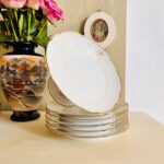 Limoges Porcelain Pastry Set – Antique French Set with Gilded Accents